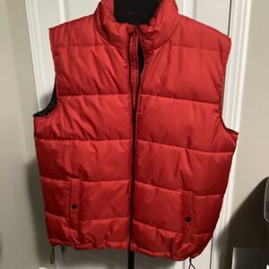 Tempco Puffer Vest Men's L Red Full Zip Quilted Outdoor Work Hiking